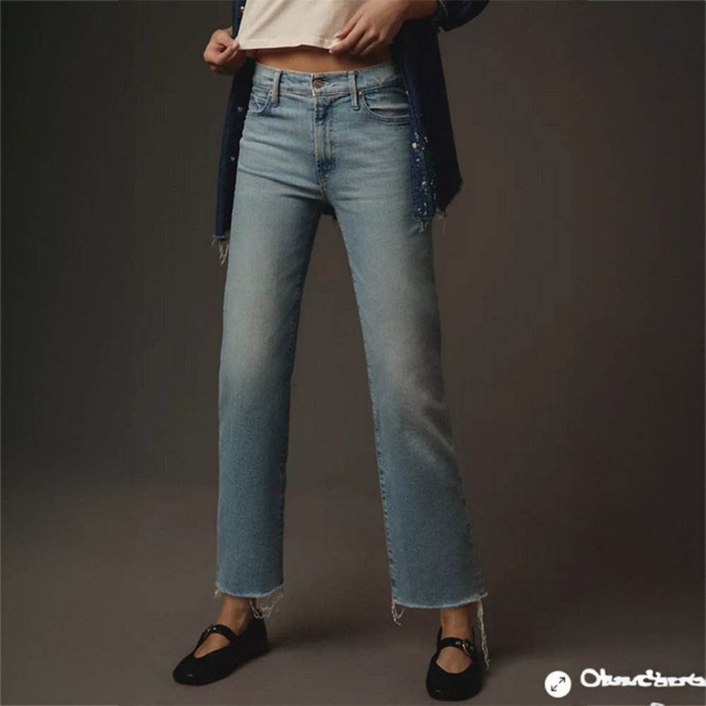 MOTHER The Kick It Mid-Rise Ankle Fray Jeans Sz 26